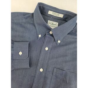 LL Bean Men's 16-33‎ Traditional Fit Blue Cotton Long Sleeves Shirt